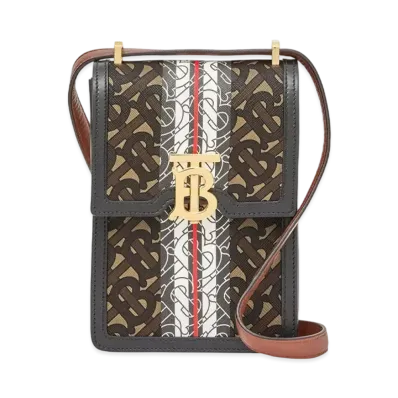 Burberry Monogram Stripe E Canvas Robin Bag "Bridle Brown"