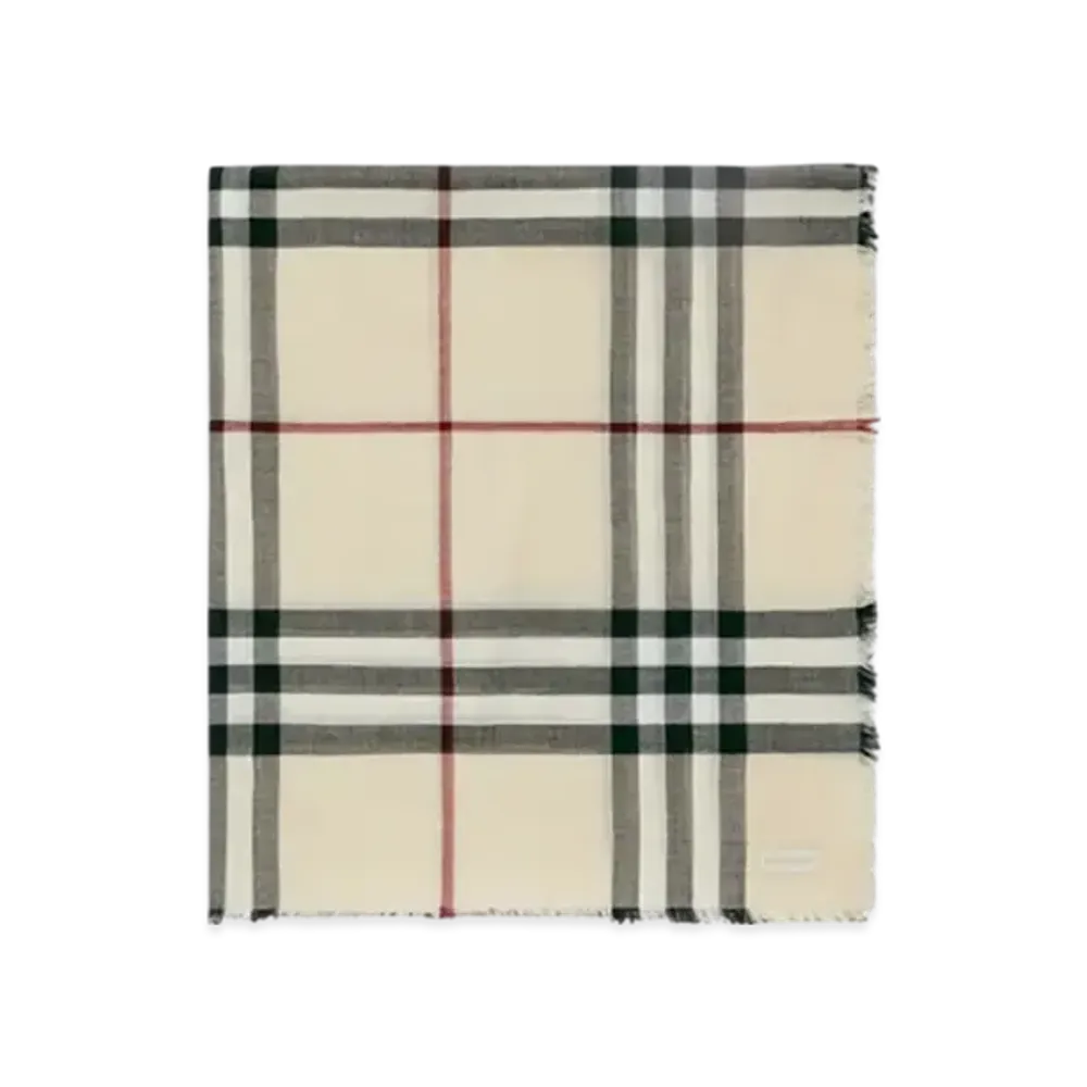 Burberry Check Wool Scarf "Stone"
