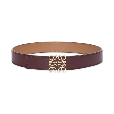LOEWE Reversible Anagram Belt "Burgundy/Gold"