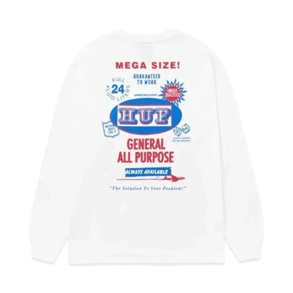 HUF Fall 24 All Purpose Long Sleeve Tee "White"