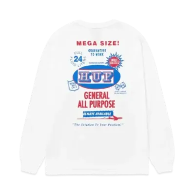 HUF Fall 24 All Purpose Long Sleeve Tee "White"