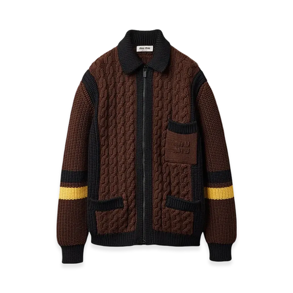 MIU MIU Women's Wool Cardigan "Cocoa Brown"