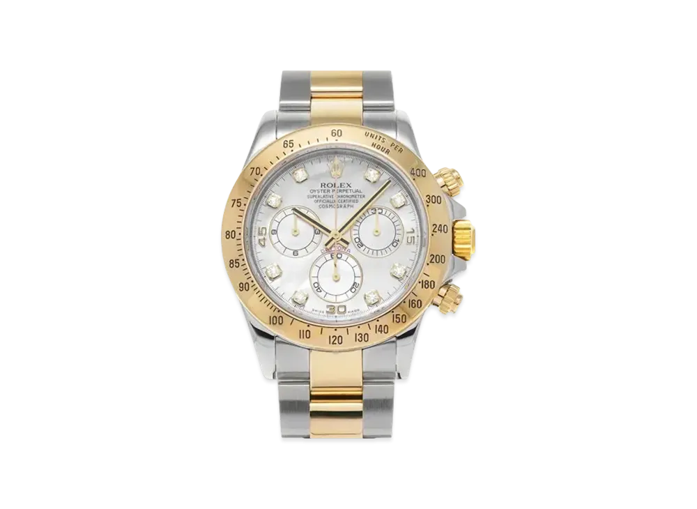 ROLEX Cosmograph Daytona 8P Diamonds "White Shell/Stainless Steel/Yellow Gold"