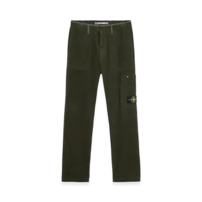 Stone Island 32604 Organic Cotton Corduroy 800 Cargo Pants with Pockets - 24FW "Musk Green"