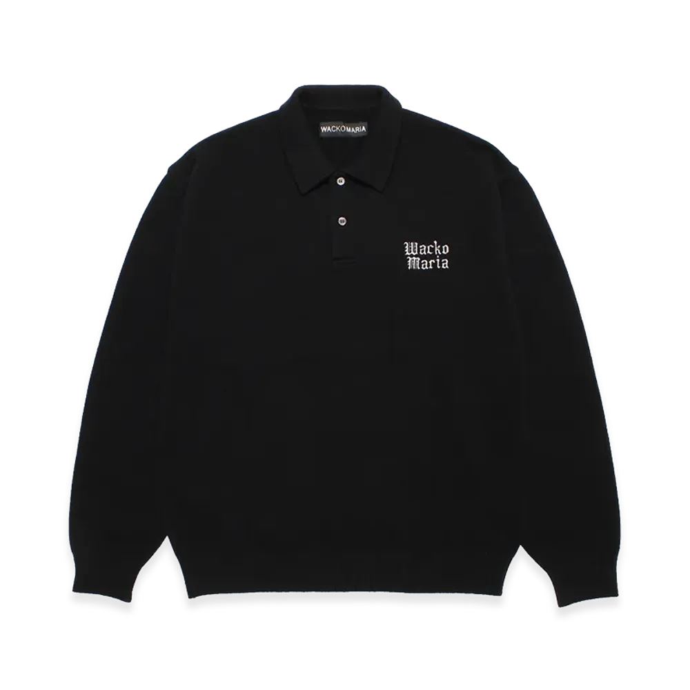WACKO MARIA Wool Knit Polo Shirt "Black"