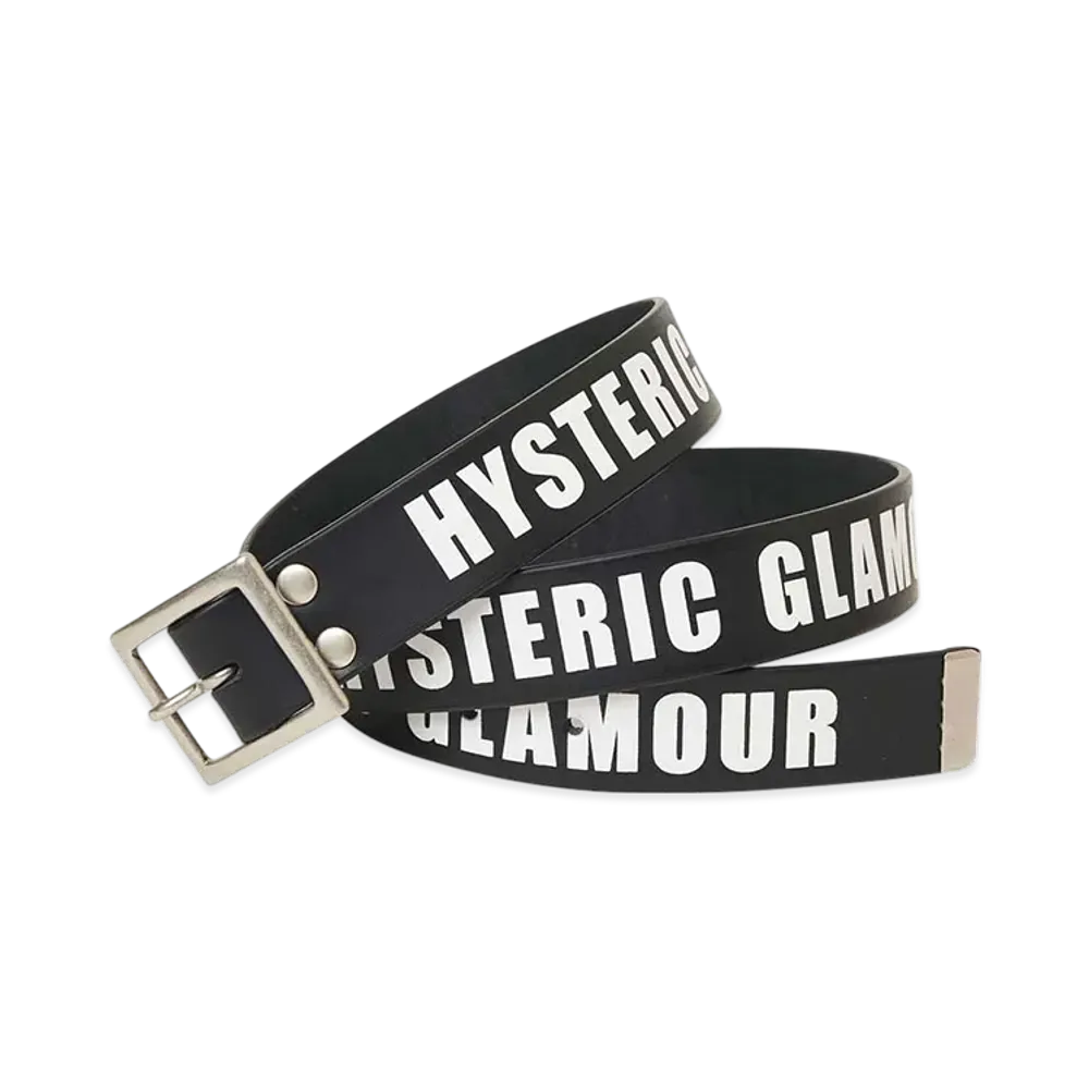 HYSTERIC GLAMOUR Logo-Printed Leather Belt "Black"