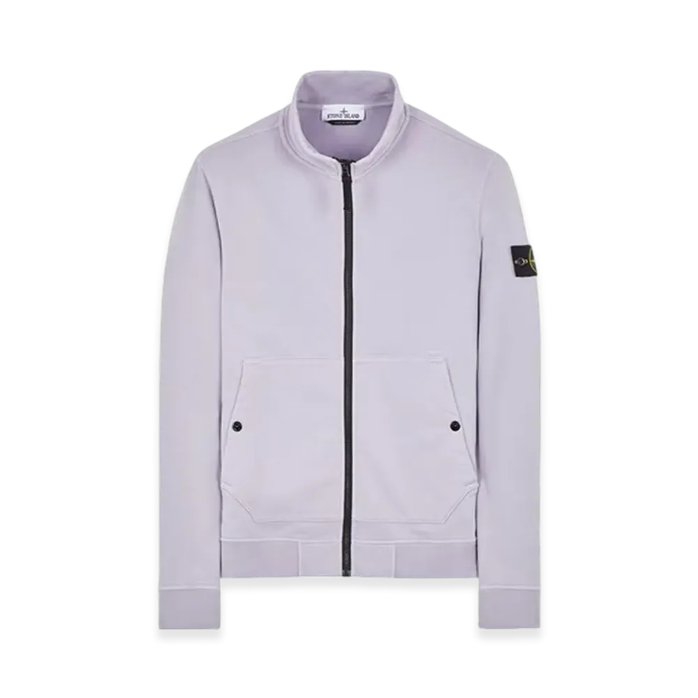 Stone Island 62820 Brushed Cotton Fleece Garment Dyed Full Zip Up Sweatshirt - 23FW "Lavender"
