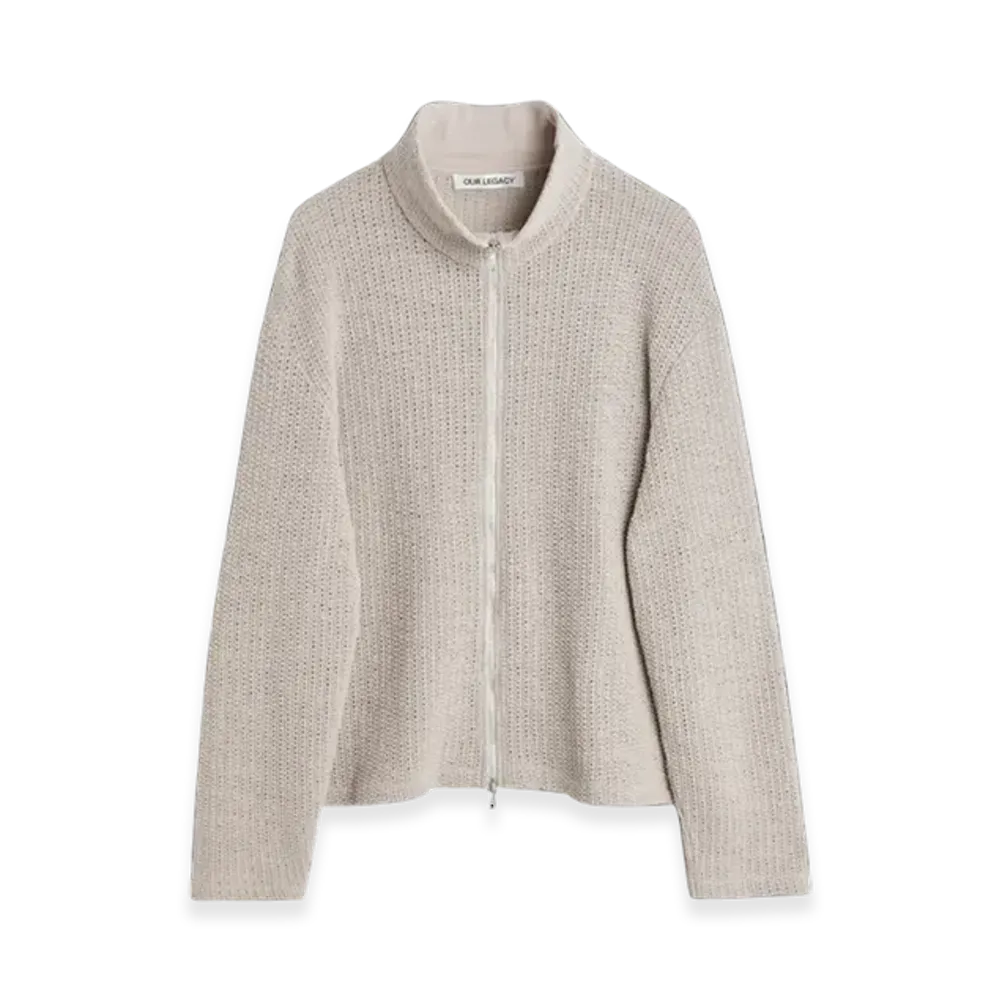 OUR LEGACY Shrunken Full Zip Polo "Ivory"