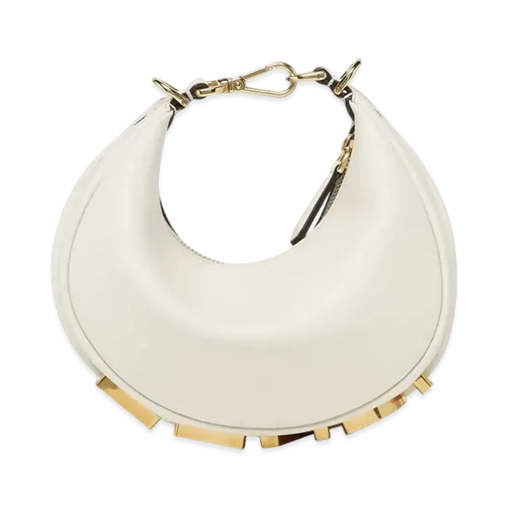 FENDI Fendigraphy Mini Leather Mini Bag "White"