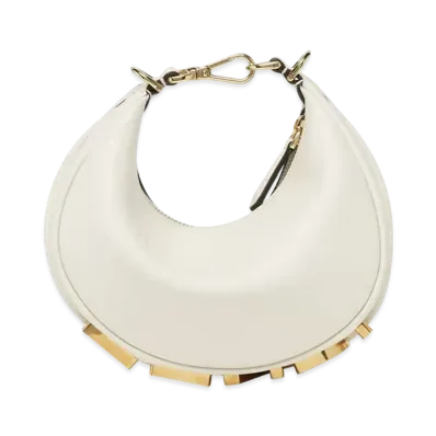 FENDI Fendigraphy Mini Leather Mini Bag "White"