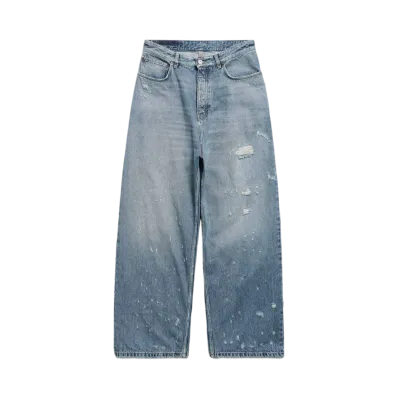 BALENCIAGA Super Destroyed Baggy Pants "Light Blue"