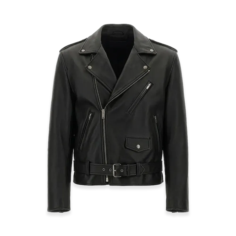 Saint Laurent Lamb Leather Biker Jacket "Black"