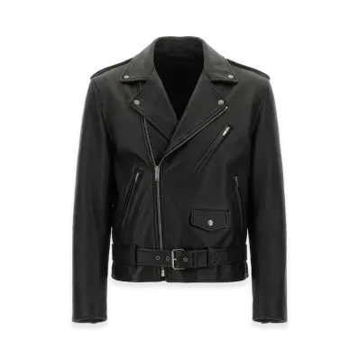 Saint Laurent Lamb Leather Biker Jacket "Black"