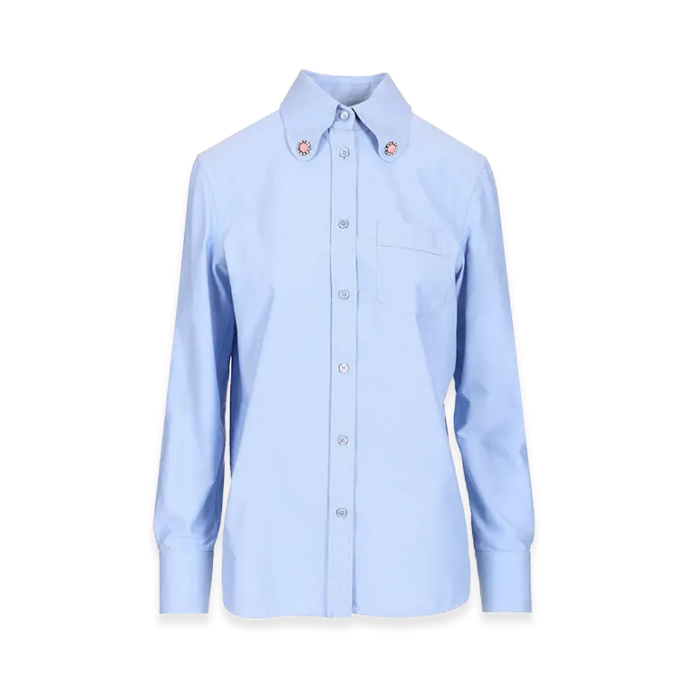 Valentino Women's Shirt With Embellished Collar "Light Blue"