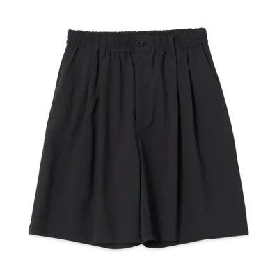 YOKE Super120'S Fine Wool Washer Tropical Wide-Leg Easy Shorts "Black"