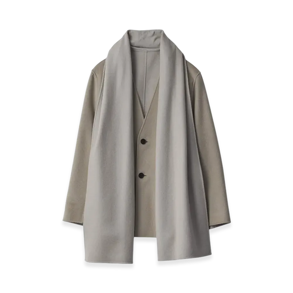 ssstein Wool Cashmere Beaver Reversible Stole Jacket "Taupe Grey"