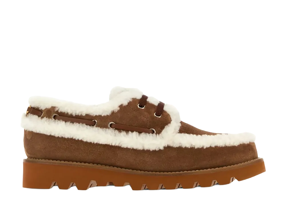 Valentino Garavani Women's Caramel Suede Loafers "Brown"