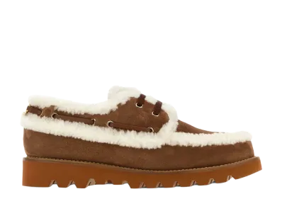 Valentino Garavani Women's Caramel Suede Loafers "Brown"