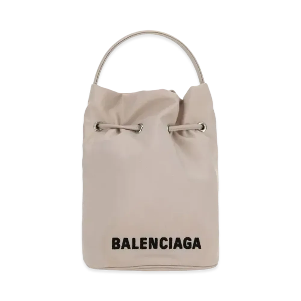 BALENCIAGA Women's Wheel XS Drawstring Bucket Bag "Cream/Black"