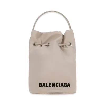 BALENCIAGA Women's Wheel XS Drawstring Bucket Bag "Cream/Black"