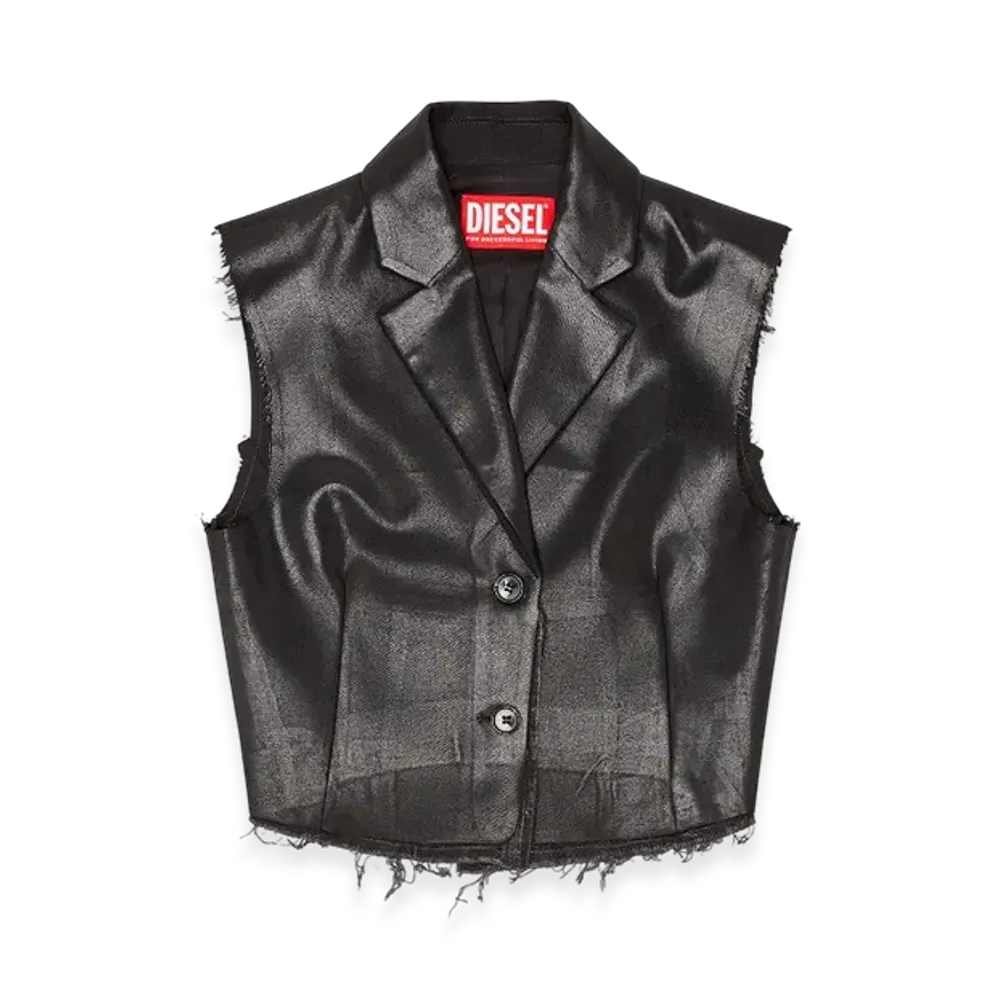 Diesel G-Baryt Cropped Tailored Vest With Coated Front "Black"