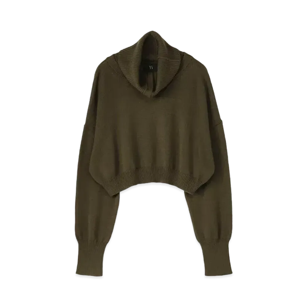 Yohji Yamamoto Y's COTTON KINIT DOUBLE COLLAR PULLOVER "Khaki"