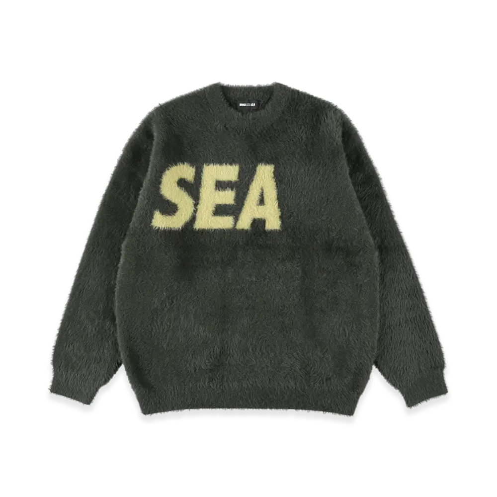 WIND AND SEA Shaggy BIGSEA Knit Sweater "Green"