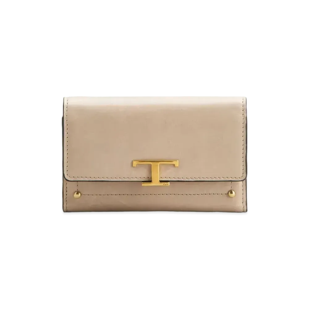 TOD'S Timeles Leather Wallet "Beige"