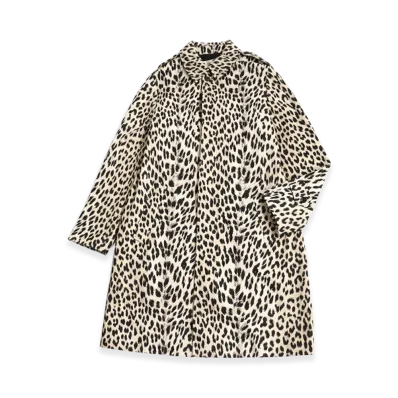 CELINE Leopard Pattern Soutien Collar Coat "Beige"