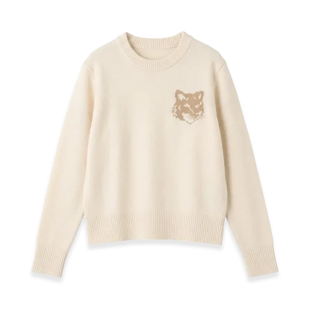 Maison Kitsune Women's Fox Head Jumper "Ecru/Tanbeige"