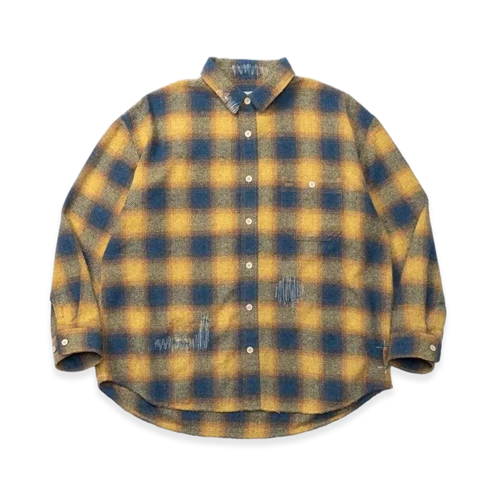 MADNESS Jazz-Nep Distressed Flannel Bd Shirt "Orange"
