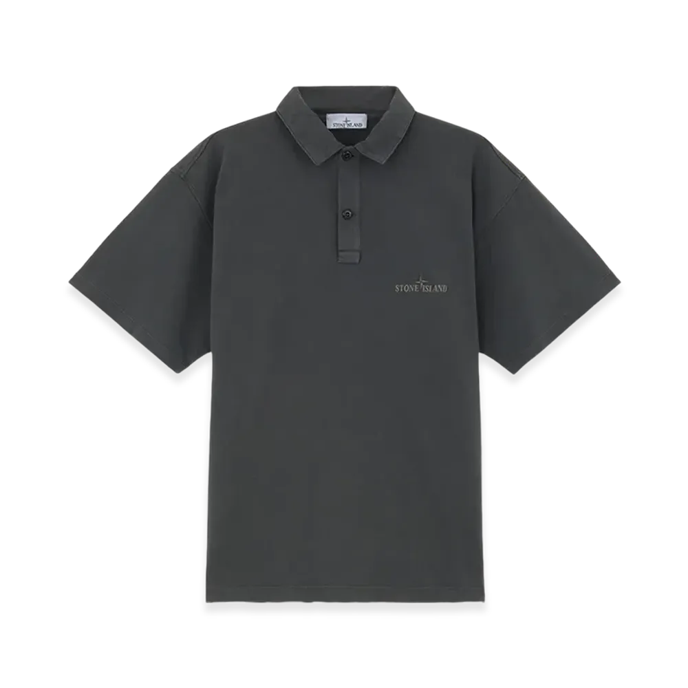 Stone Island 21258 24/1 Cotton Jersey Old Effect Polo Shirt with Embroidery - 24FW "Lead Grey"
