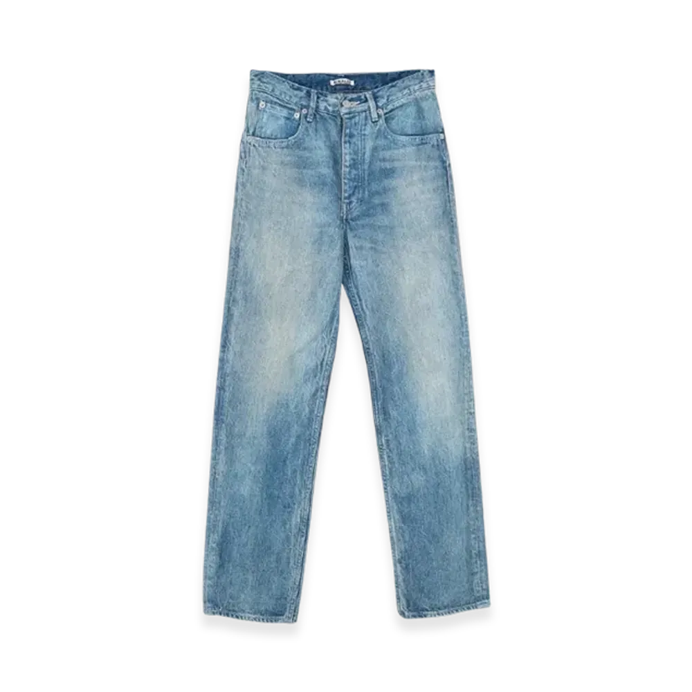 AURALEE Selvedge Faded Light Denim Narrow Pants "Light Indigo"