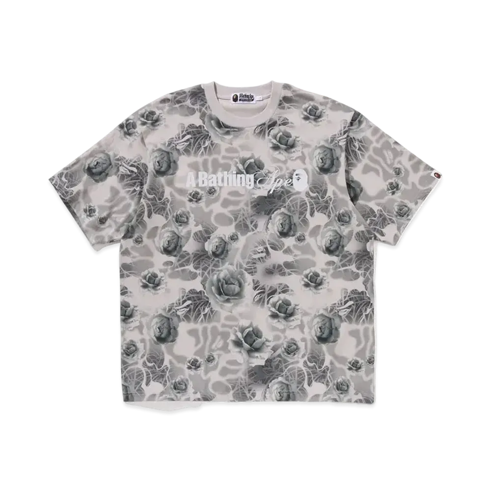 A BATHING APE Floral Solid Camo Logo Relaxed Fit Tee "Gray"