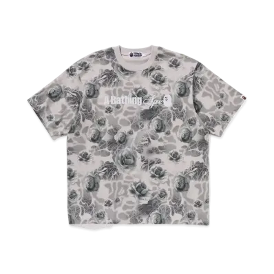 A BATHING APE Floral Solid Camo Logo Relaxed Fit Tee "Gray"