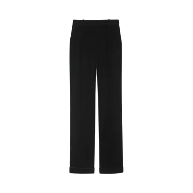 Saint Laurent Women's Tailored Pants in Velvet "Noir"
