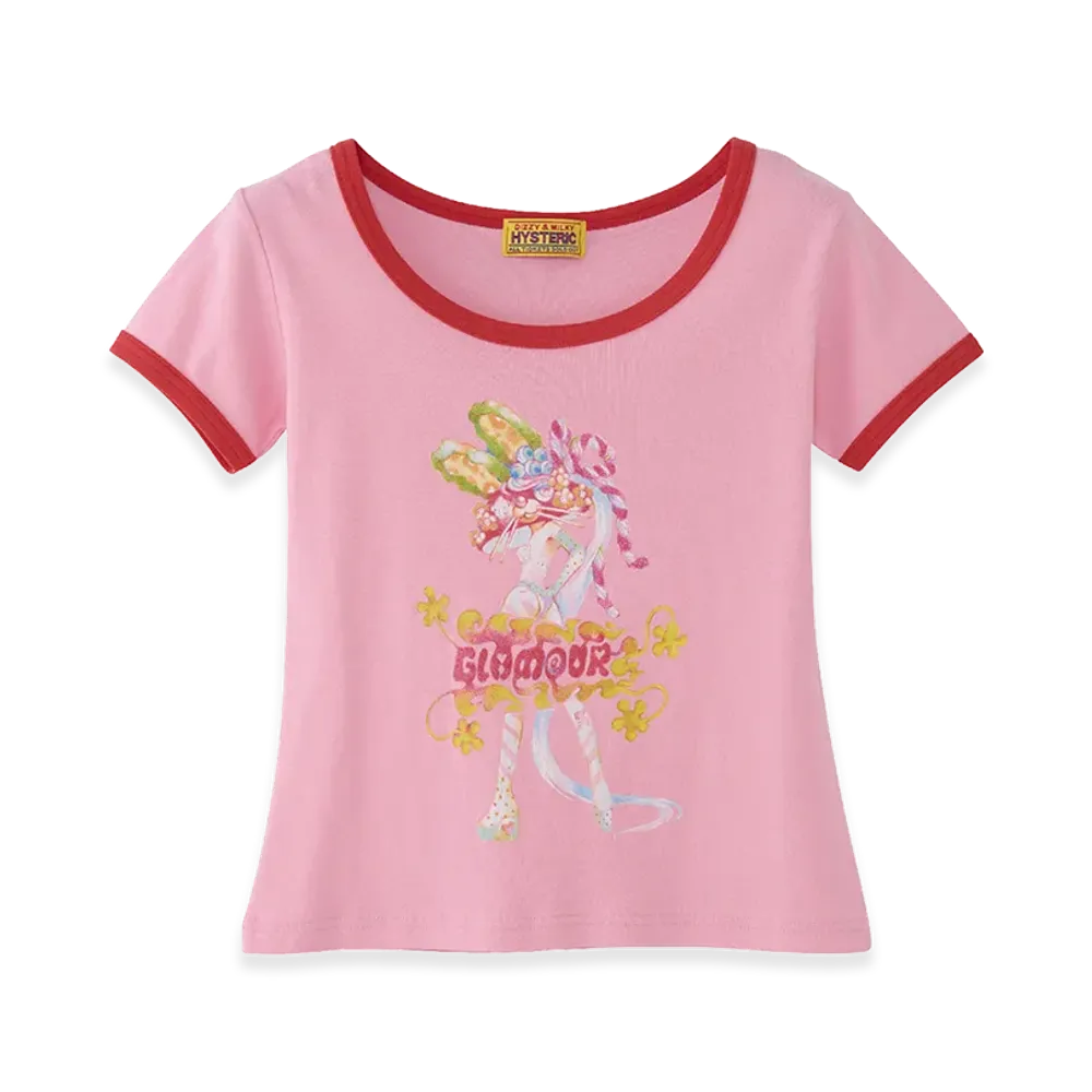 HYSTERIC GLAMOUR Lazy Mushroom Baby Tee "Pink"