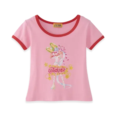 HYSTERIC GLAMOUR Lazy Mushroom Baby Tee "Pink"