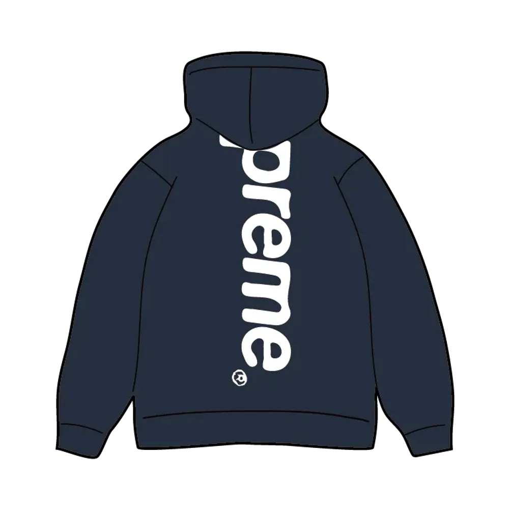 Supreme Satin Applique Hooded Sweatshirt  (26SS)"Navy"