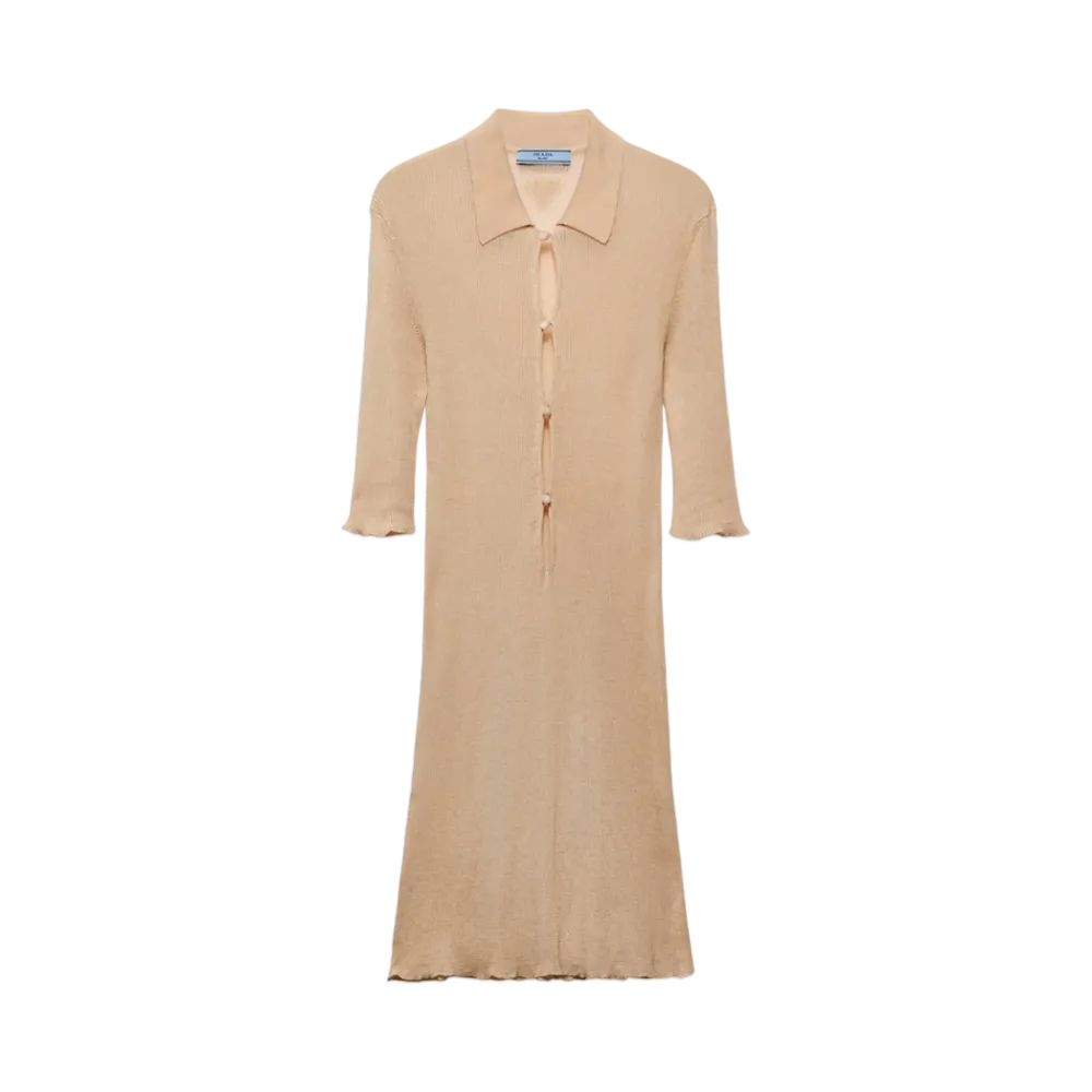PRADA Women's Short Cotton Dress "Sand Beige"