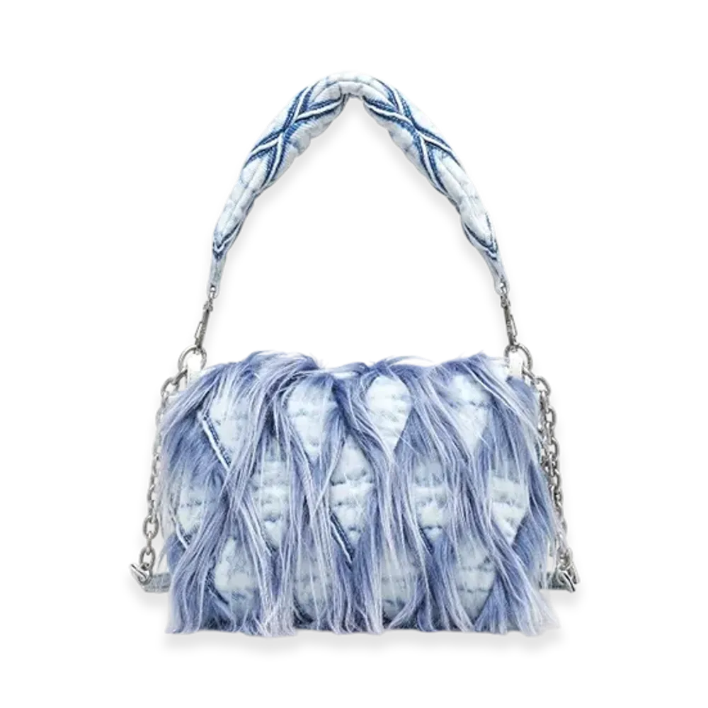 Diesel Charm-D Shoulder M Charm-D M-Shoulder Bag In Denim And Faux Fur "Blue"