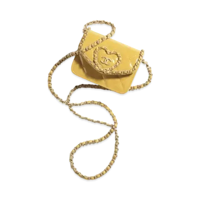 CHANEL Clutch with Chain Patent Calfskin & Gold-Tone Metal "Yellow"