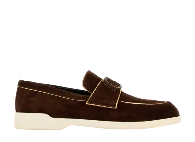 Valentino Garavani Women's Brown Suede Vlogo Loafers "Brown"