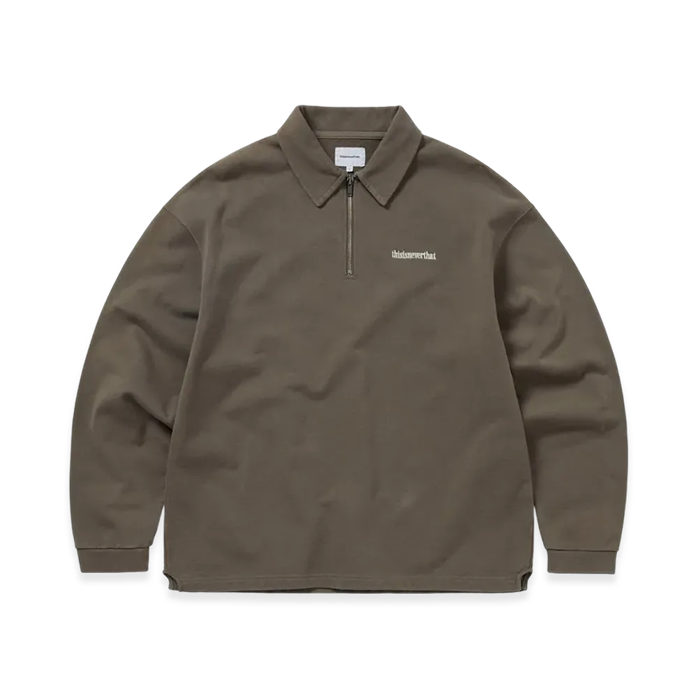 thisisneverthat Half Zip Polo Sweatshirt "Dark Mocha"