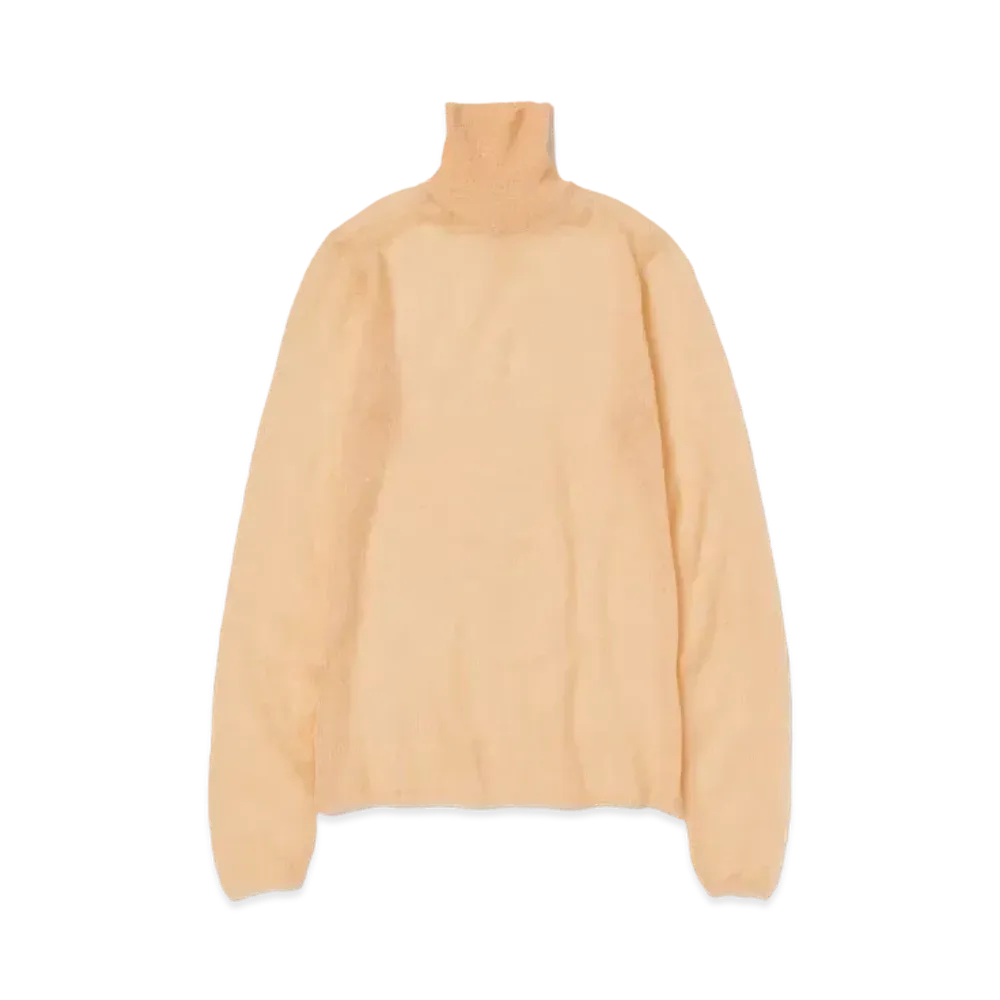 AURALEE Kid Mohair Sheer Knit Turtle "Light Orange"
