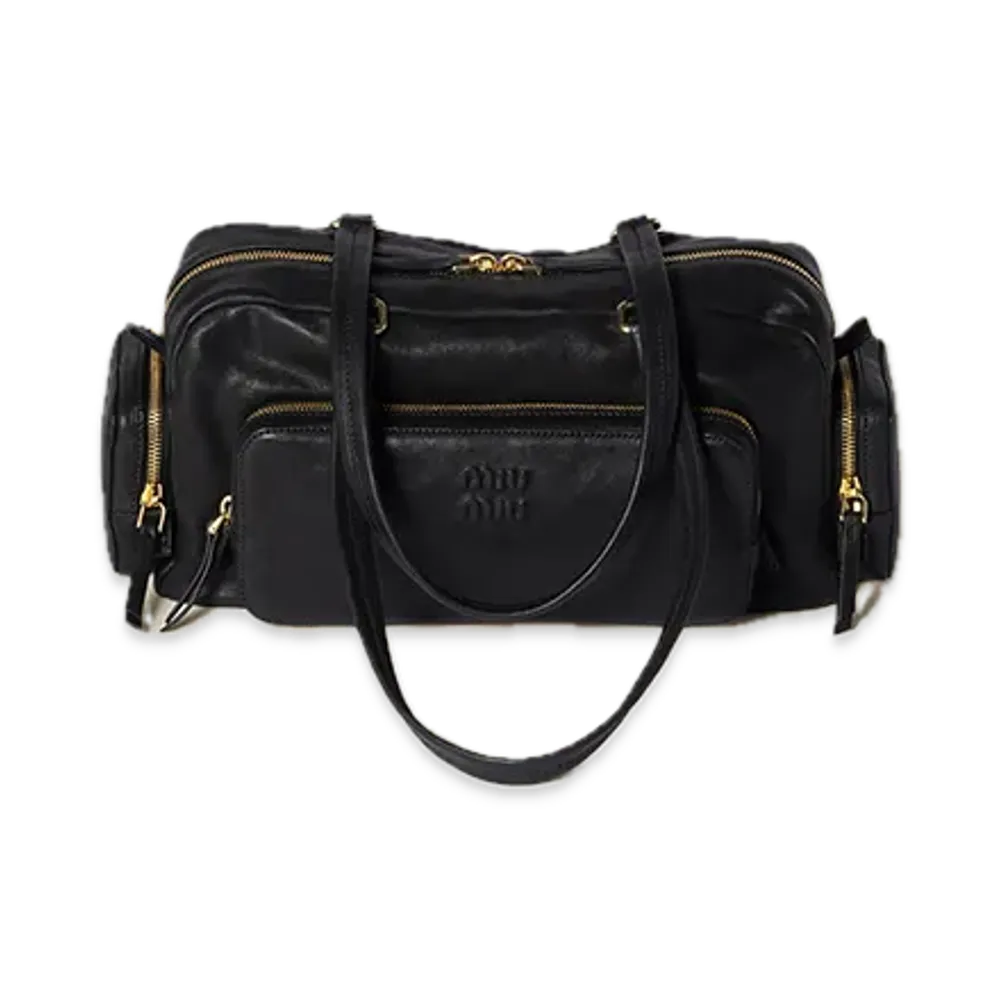 MIU MIU Pocket Washed Nappa Leather Bag "Black"