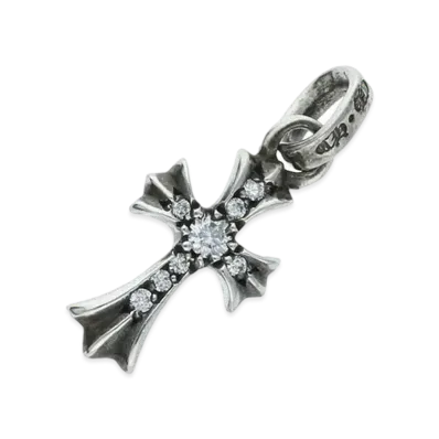 Chrome Hearts Cross Baby Fat Charm Pave Diamond "Silver"