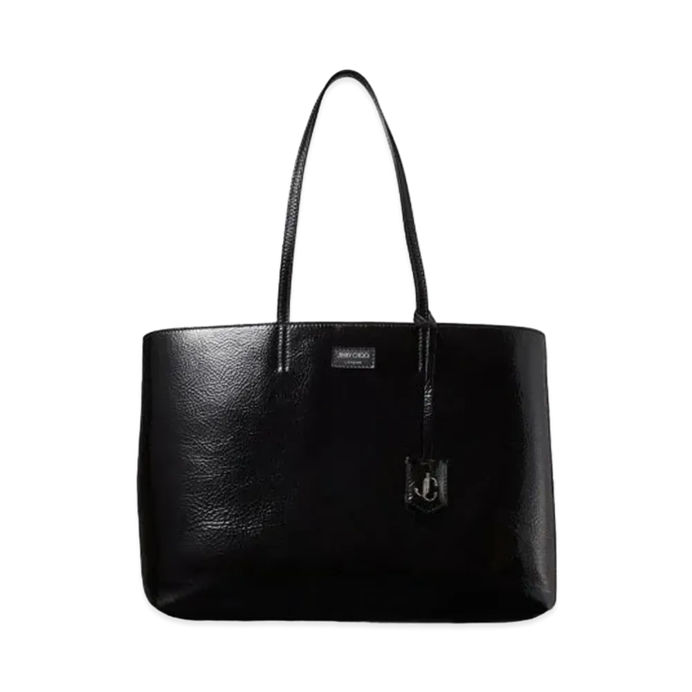 Jimmy Choo Nine2five E/W Patent Textured Leather Tote Bag "Black"