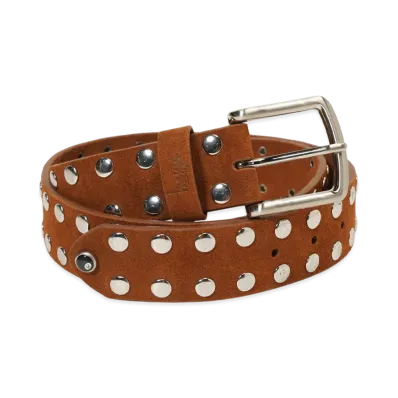 Stussy 8 Ball Studded Belt "Brown Suede"