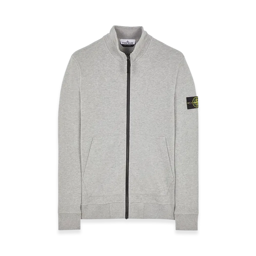 Stone Island 64320 Cotton Fleece Garment Dyed Full Zip Sweatshirt - 22FW "Melange Grey"